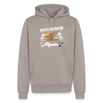 Board Game Funny Backgammon - Men’s Premium Organic Hoodie - taupe - Front - Nico (187cm)