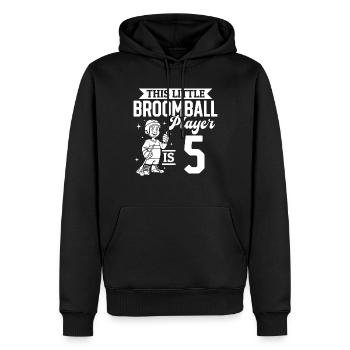 Ce petit joueur de ballon-balai a 5 ans - Broo - Sweat à capuche Premium bio Homme - noir - Devant - Nico (187cm)