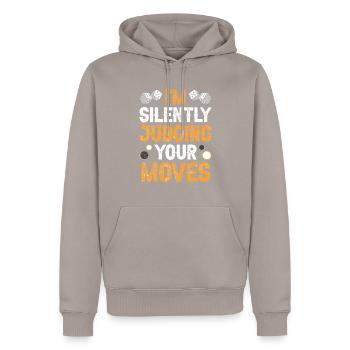 Board Game Funny Backgammon - Men’s Premium Organic Hoodie - taupe - Front - Nico (187cm)