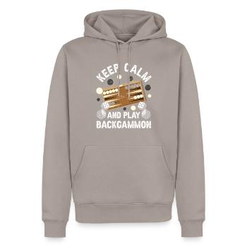 Board Game Funny Backgammon - Men’s Premium Organic Hoodie - taupe - Front - Nico (187cm)
