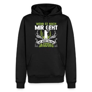 Chasse, Chasse, Cerf, Chasse, Sanglier, Chasseur, Chasseur - Sweat à capuche Premium bio Homme - noir - Devant - Nico (187cm)