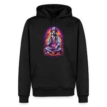 Suricate psychédélique Art Goa Design - Sweat à capuche Premium bio Homme - noir - Devant - Nico (187cm)
