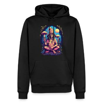 Außerirdischer Psychedelic Art Wald Pilze Musik - Männer Premium Bio Hoodie - Schwarz - Vorne - Nico (187cm)