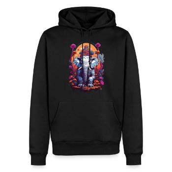 Éléphant psychédélique Art Goa Trance champignons - Sweat à capuche Premium bio Homme - noir - Devant - Nico (187cm)
