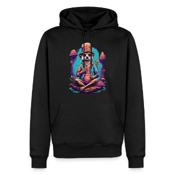 Erdmännchen Psychedelic Art Wald Pilze Musik - Männer Premium Bio Hoodie - Schwarz - Vorne - Nico (187cm)