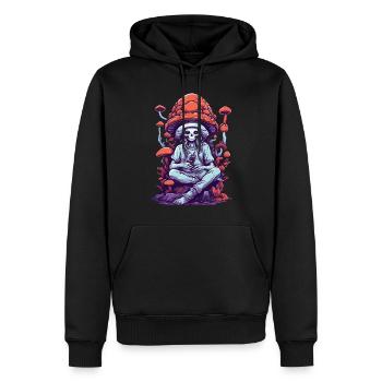 Lebendige Farben Wald Pilze Psychedelic Art - Männer Premium Bio Hoodie - Schwarz - Vorne - Nico (187cm)