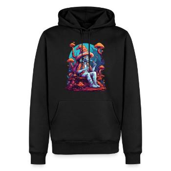 Alien Forest Mushrooms Psychedelic Goa Trance - Men’s Premium Organic Hoodie - black - Front - Nico (187cm)