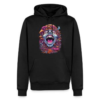 Psychedelic Art Wald Pilze Musik Festival Design - Männer Premium Bio Hoodie - Schwarz - Vorne - Nico (187cm)