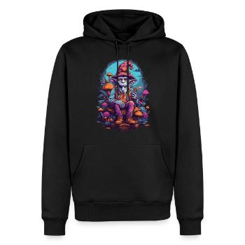 Gobelin psychédélique Art Woodland champignons Festival de musique - Sweat à capuche Premium bio Homme - noir - Devant - Nico (187cm)