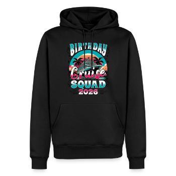 Escouade de croisière d’anniversaire 2026 - Sweat à capuche Premium bio Homme - noir - Devant - Nico (187cm)