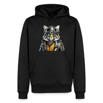 LUNETTES DE VESTE EN CUIR DE CHAT - Sweat à capuche Premium bio Homme - noir - Devant - Nico (187cm)