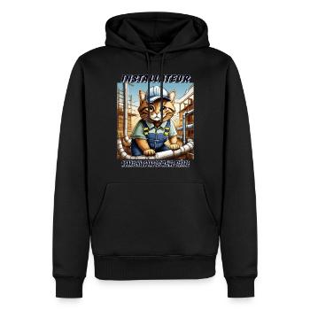 CAT INSTALLER - Men’s Premium Organic Hoodie - black - Front - Nico (187cm)