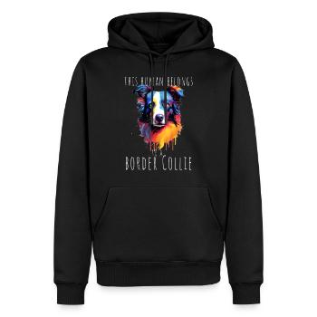 Cet humain appartient à un chien Border Collie - Sweat à capuche Premium bio Homme - noir - Devant - Nico (187cm)