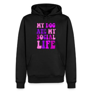 Mon chien a mangé ma vie sociale Chiens Propriétaires de chiens - Sweat à capuche Premium bio Homme - noir - Devant - Nico (187cm)