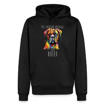This Human Belongs To A Boxer Dog Dog Owner - Men’s Premium Organic Hoodie - black - Front - Nico (187cm)