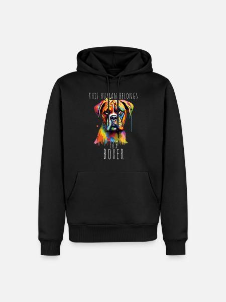 This Human Belongs To A Boxer Dog Dog Owner - Men’s Premium Organic Hoodie - black