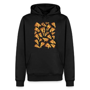 Pizza - Männer Premium Bio Hoodie - Schwarz - Vorne - Nico (187cm)