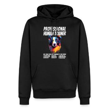 Dresseur humain professionnel Border Collie Dog - Sweat à capuche Premium bio Homme - noir - Devant - Nico (187cm)