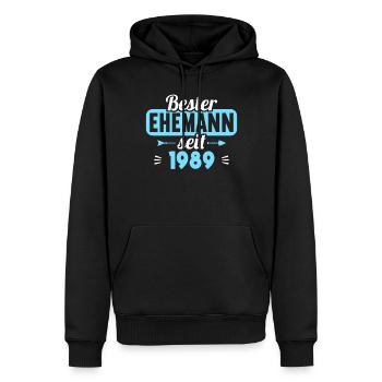 Meilleur mari depuis 1989 35e anniversaire de mariage - Sweat à capuche Premium bio Homme - noir - Devant - Nico (187cm)