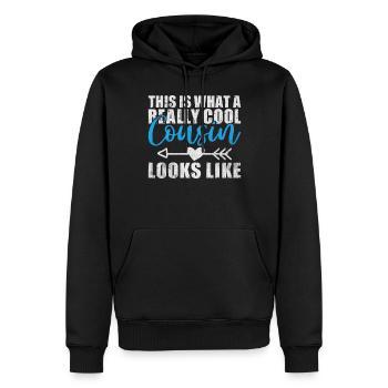 Cadeaux Cousin - Sweat à capuche Premium bio Homme - noir - Devant - Nico (187cm)