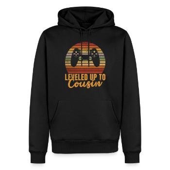 Cadeaux Cousin - Sweat à capuche Premium bio Homme - noir - Devant - Nico (187cm)