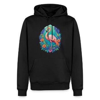 Aesthetic Flamingo Spirituelles Mandala Design - Männer Premium Bio Hoodie - Schwarz - Vorne - Nico (187cm)