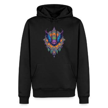 Faszinierende Fledermaus Im Spirituellen Mandala - Männer Premium Bio Hoodie - Schwarz - Vorne - Nico (187cm)