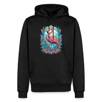 Flamingo Spirit Tier Mandala Traumfänger Design - Männer Premium Bio Hoodie - Schwarz - Vorne - Nico (187cm)