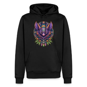 Fledermaus Spirituelles Mandala Design - Männer Premium Bio Hoodie - Schwarz - Vorne - Nico (187cm)