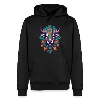 Kuh Spirituelles Mandala Design - Männer Premium Bio Hoodie - Schwarz - Vorne - Nico (187cm)