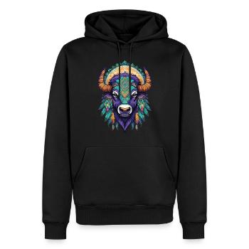 Bison Bull Dream Catcher Mandala Design - Sweat à capuche Premium bio Homme - noir - Devant - Nico (187cm)