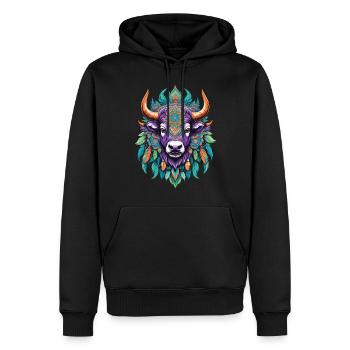Vache spirituel Mandala Dream Catcher Design - Sweat à capuche Premium bio Homme - noir - Devant - Nico (187cm)