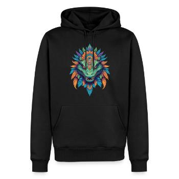 Krokodil Totemtier Mandala Design - Männer Premium Bio Hoodie - Schwarz - Vorne - Nico (187cm)