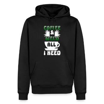 Weed Coffee Cannabis Stoner Koffein Ganja - Männer Premium Bio Hoodie - Schwarz - Vorne - Nico (187cm)