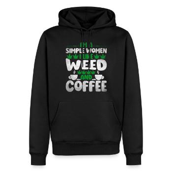 Weed, Café, Cannabis, Stoner, Caféine, Ganja - Sweat à capuche Premium bio Homme - noir - Devant - Nico (187cm)