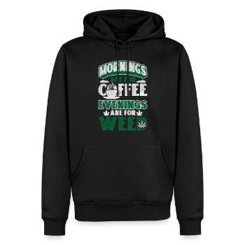 Weed, Café, Cannabis, Stoner, Caféine, Ganja - Sweat à capuche Premium bio Homme - noir - Devant - Nico (187cm)
