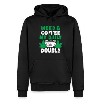 Weed, Café, Cannabis, Stoner, Caféine, Ganja - Sweat à capuche Premium bio Homme - noir - Devant - Nico (187cm)