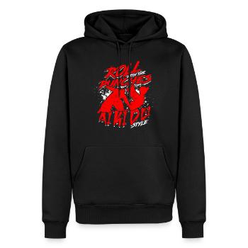 Rouleau d’Aïkidoka Avec Les Coups De Poing Style Aikido - Sweat à capuche Premium bio Homme - noir - Devant - Nico (187cm)