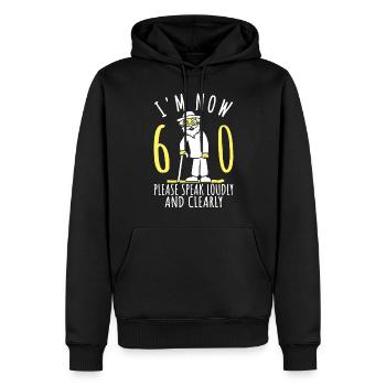 60. Geburtstag 60er 60ter Ich bin jetzt 60 Jahre - Männer Premium Bio Hoodie - Schwarz - Vorne - Nico (187cm)