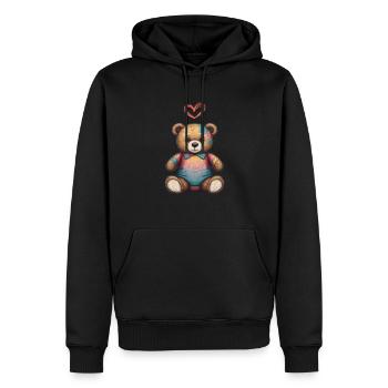 Teddy Bear Cartoon with Heart Teddy Bear Cute - Men’s Premium Organic Hoodie - black - Front - Nico (187cm)