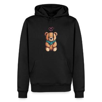Teddy Bear Cartoon with Heart Teddy Bear Cute - Men’s Premium Organic Hoodie - black - Front - Nico (187cm)