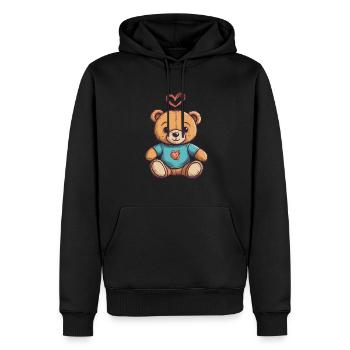 Teddy Bear Cartoon with Heart Teddy Bear Cute - Men’s Premium Organic Hoodie - black - Front - Nico (187cm)