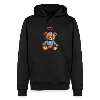 Teddy Bear Cartoon with Heart Teddy Bear Cute - Men’s Premium Organic Hoodie - black - Front - Nico (187cm)