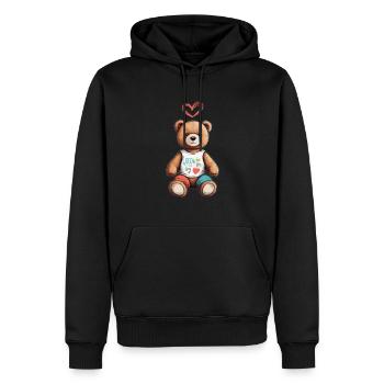 Teddy Bear Cartoon with Heart Teddy Bear Cute - Men’s Premium Organic Hoodie - black - Front - Nico (187cm)
