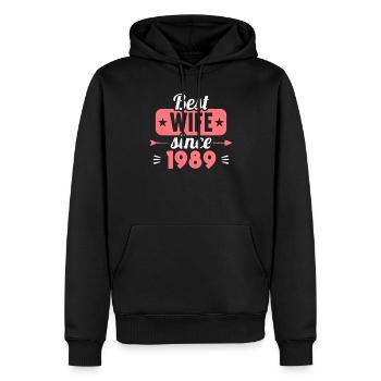 Meilleure épouse depuis 1989 35e anniversaire de mariage - Sweat à capuche Premium bio Homme - noir - Devant - Nico (187cm)
