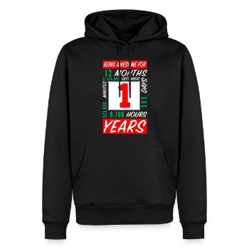 Enfants 1 Ans Anniversaire Mois Heures - Sweat à capuche Premium bio Homme - noir - Devant - Nico (187cm)