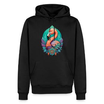 Flamingo Traumfänger Federn Mandala Design - Männer Premium Bio Hoodie - Schwarz - Vorne - Nico (187cm)