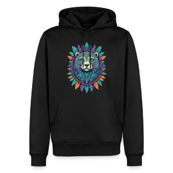 Sceau spirituel Mandala avec attrape-rêves - Sweat à capuche Premium bio Homme - noir - Devant - Nico (187cm)