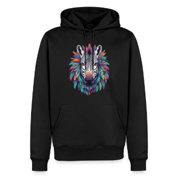 Conception de mandala zèbre dans le style bohème - Sweat à capuche Premium bio Homme - noir - Devant - Nico (187cm)