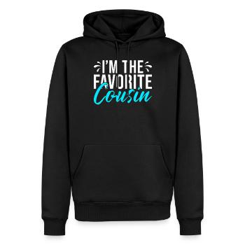 Cadeaux Cousin - Sweat à capuche Premium bio Homme - noir - Devant - Nico (187cm)